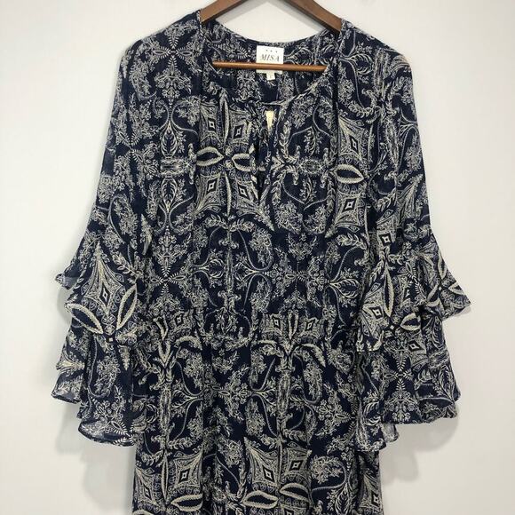 NWT Anthropologie x Misa  Los Angeles Miriam Bell-Sleeved Dress Blue Size L - Picture 6 of 15